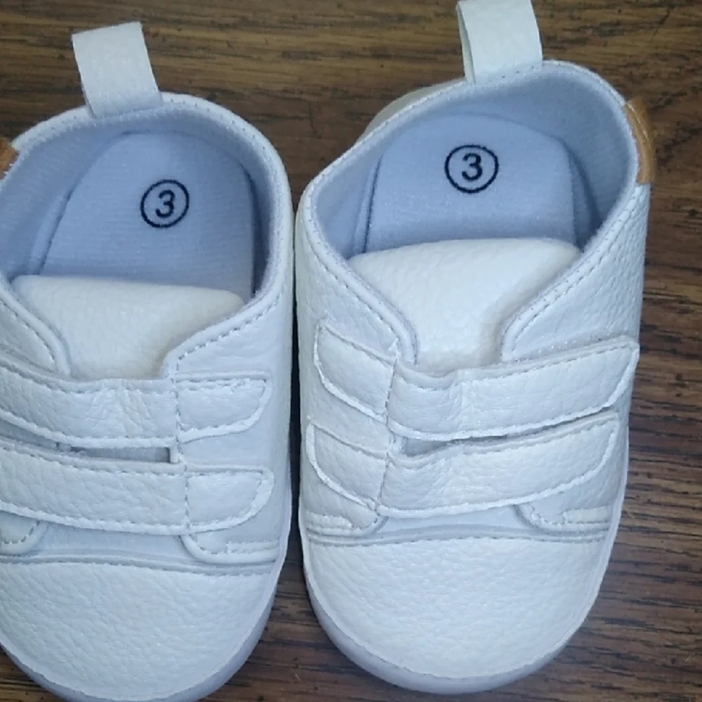 White Kids Shoes with Velcro Straps